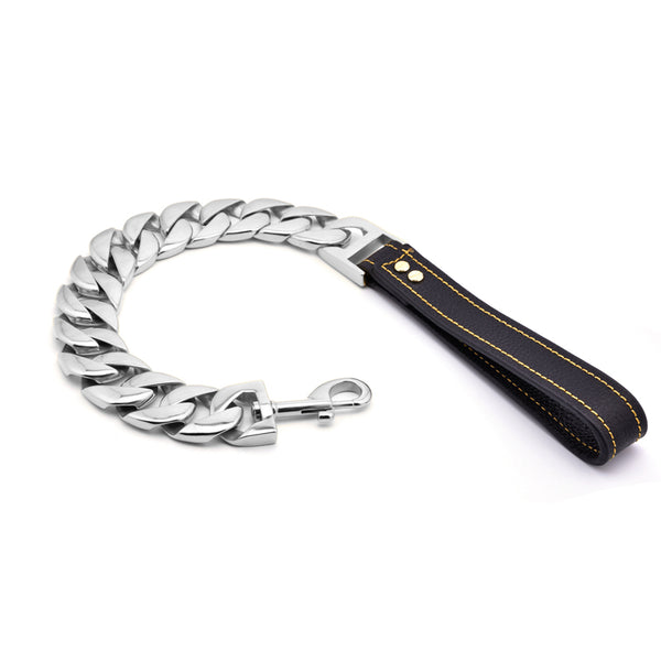 MY DOG CHAIN Casting 316L Stainless Steel Heavy Cuban Link Carabiner Buckle 32mm Width Big Dog Leash